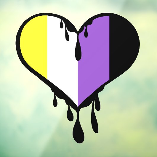 Non-Binair Pride Drippend Hart Raamsticker (Vel 3)