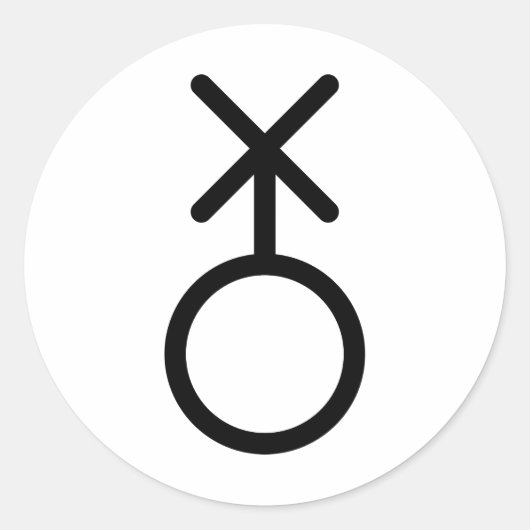 non-binair symbool ronde sticker (Voorkant)