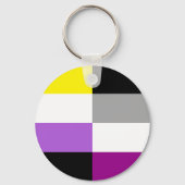 Non-binaire aseksuele dubbele pride vlag sleutelhanger (Voorkant)