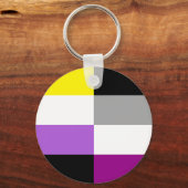 Non-binaire aseksuele dubbele pride vlag sleutelhanger (Achterkant)