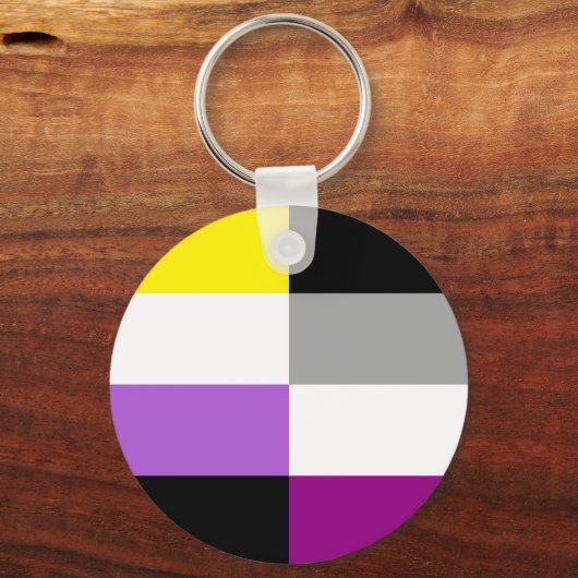 Non-binaire aseksuele dubbele pride vlag sleutelhanger (Voorkant)