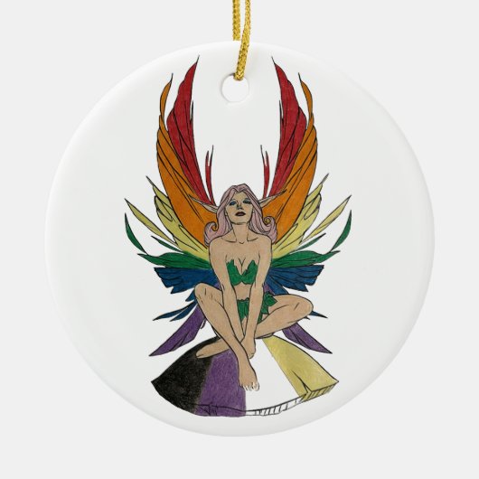 Non-binaire Faerie Keramisch Ornament (Voorkant)