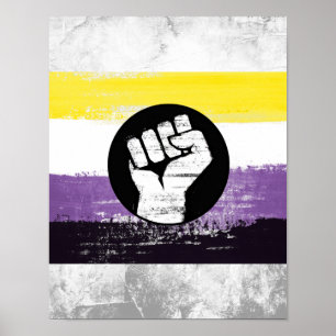 Non-binaire geschilderde protestvlag poster