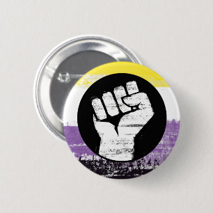 Non-binaire geschilderde protestvlag ronde button 5,7 cm