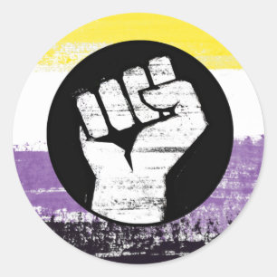 Non-binaire geschilderde protestvlag ronde sticker