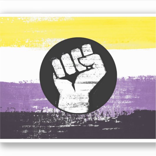 Non-binaire geschilderde protestvlag sticker (Voorkant)