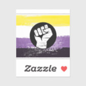 Non-binaire geschilderde protestvlag sticker (Vel)