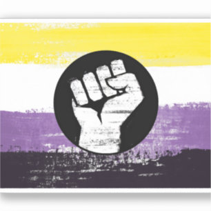 Non-binaire geschilderde protestvlag sticker