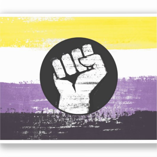 Non-binaire geschilderde protestvlag sticker (Voorkant)