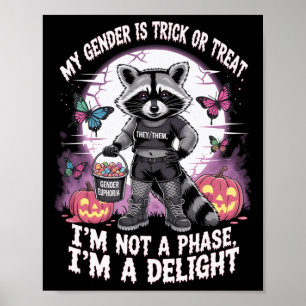 Non-binaire Halloween wasbeer voornaamwoorden geen Poster