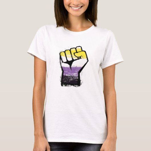 Non-binaire Pride Actie Vuist T-shirt (Voorkant)