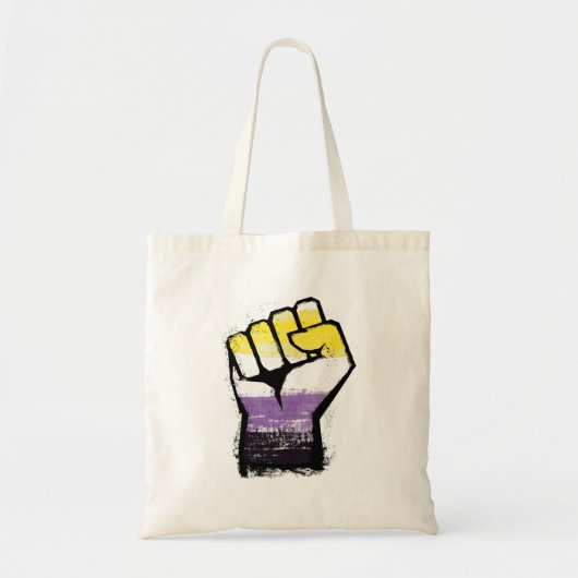 Non-binaire Pride Actie Vuist Tote Bag (Voorkant)