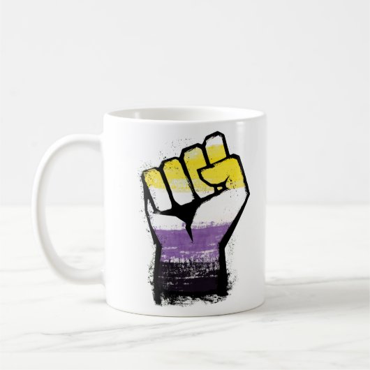 Non-binaire Pride Actiefist Hand Koffiemok (Links)