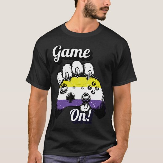 Non-binaire Pride Game On Tiger Paw Controller T-s T-shirt (Voorkant)