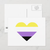 Non-binaire Pride-vlag Hart Briefkaart (Voorkant / Achterkant)