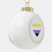 Non-binaire Pride-vlag Hart Keramische Bal Ornament (Links)