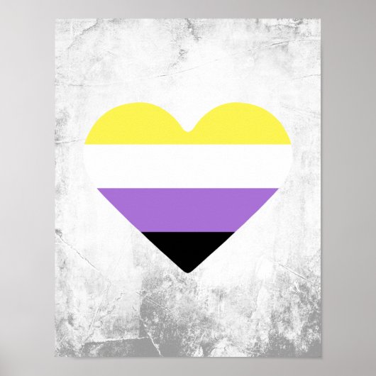 Non-binaire Pride-vlag Hart Poster (Voorkant)