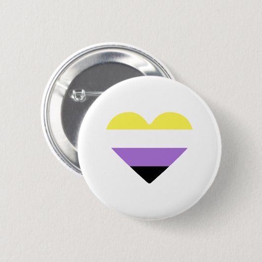 Non-binaire Pride-vlag Hart Ronde Button 5,7 Cm (Voorkant /achterkant)