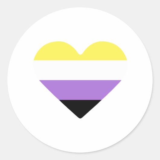 Non-binaire Pride-vlag Hart Ronde Sticker (Voorkant)