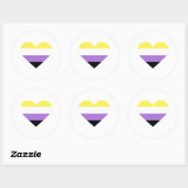 Non-binaire Pride-vlag Hart Ronde Sticker (Vel)