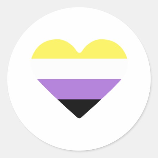 Non-binaire Pride-vlag Hart Ronde Sticker (Voorkant)