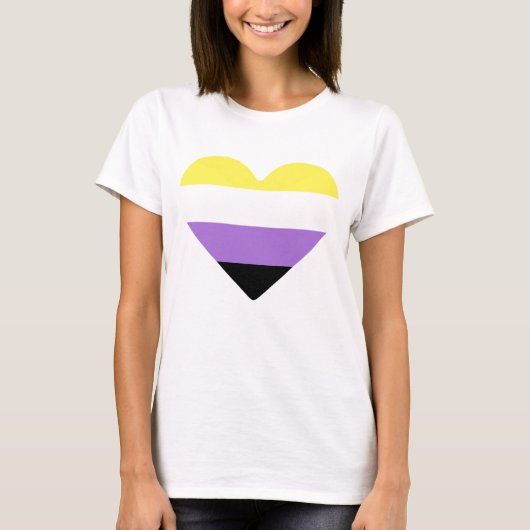 Non-binaire Pride-vlag Hart T-shirt (Voorkant)