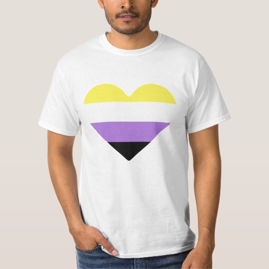 Non-binaire Pride-vlag Hart T-shirt (Voorkant)