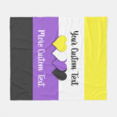Non-binaire pridevlag met harten fleece deken (Voorkant (Horizontaal))
