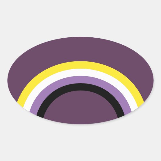 Non-binaire regenboog ovale sticker (Voorkant)