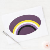 Non-binaire regenboog ovale sticker (Envelop)