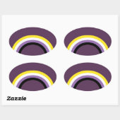 Non-binaire regenboog ovale sticker (Vel)