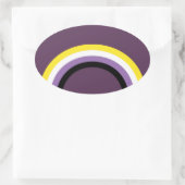 Non-binaire regenboog ovale sticker (Tas)