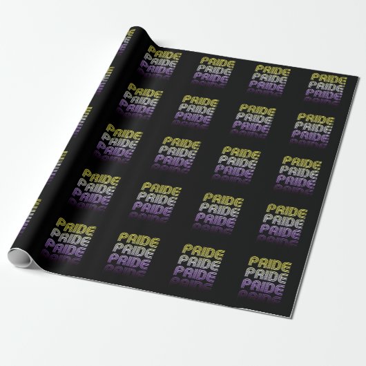 Non-binaire Retro Pride Cadeaupapier (Uitgerold)