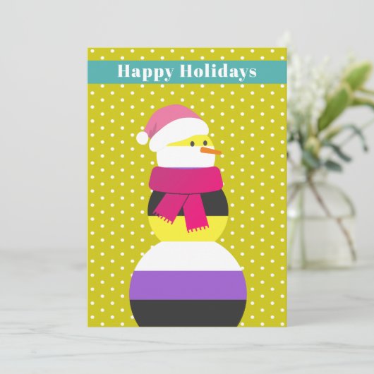 Non-binaire sneeuwman sneeuwvrouw kerst Kaart (Staand voorkant)