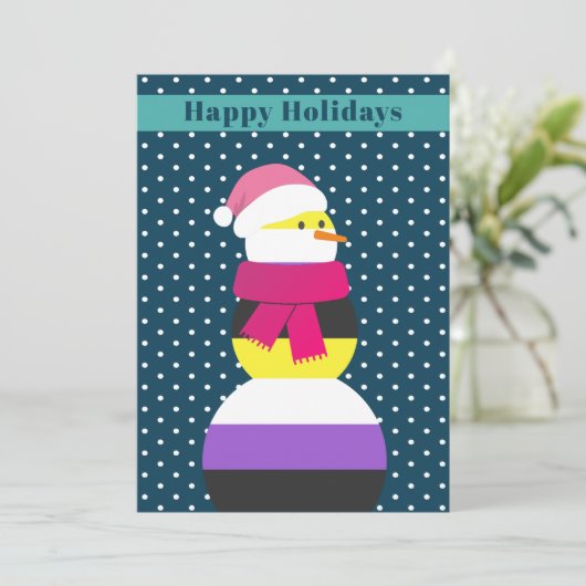 Non-binaire sneeuwman sneeuwvrouw kerst Kaart (Staand voorkant)