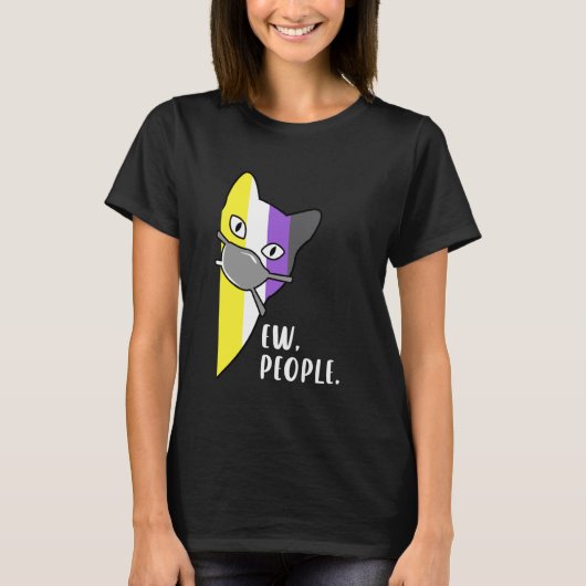Non-binaire trots kat met masker ew mensen grappig t-shirt (Voorkant)