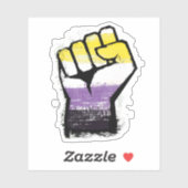 Non-binaire trots protestvuist sticker (Vel)