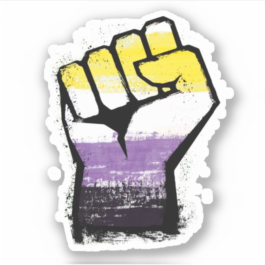 Non-binaire trots protestvuist sticker (Voorkant)