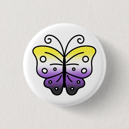 Non-binaire trots vlinder speld badge ronde button 3,2 cm (Voorkant)