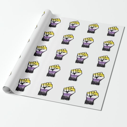 Non-binaire trotsprotestvuist cadeaupapier (Uitgerold)