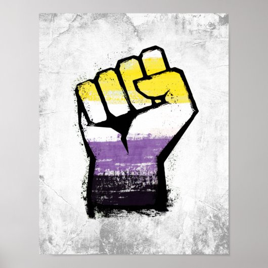 Non-binaire trotsprotestvuist poster (Voorkant)