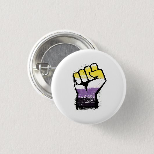 Non-binaire trotsprotestvuist ronde button 3,2 cm (Voorkant /achterkant)