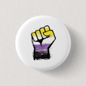 Non-binaire trotsprotestvuist ronde button 3,2 cm (Voorkant)