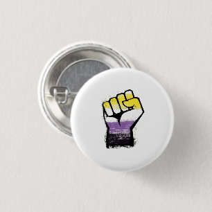 Non-binaire trotsprotestvuist ronde button 3,2 cm
