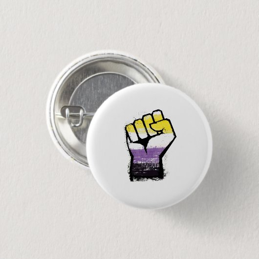 Non-binaire trotsprotestvuist ronde button 3,2 cm (Voorkant /achterkant)