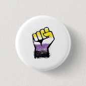 Non-binaire trotsprotestvuist ronde button 3,2 cm (Voorkant)