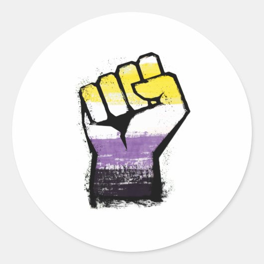 Non-binaire trotsprotestvuist ronde sticker (Voorkant)