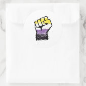 Non-binaire trotsprotestvuist ronde sticker (Tas)