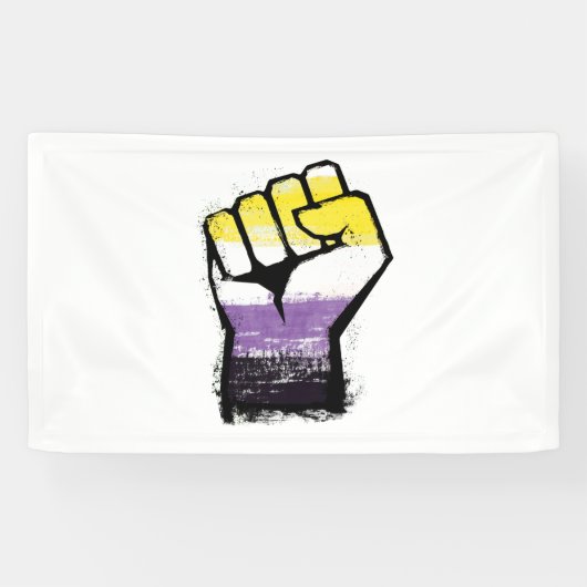 Non-binaire trotsprotestvuist spandoek (Horizontaal)