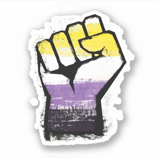 Non-binaire trotsprotestvuist sticker (Voorkant)